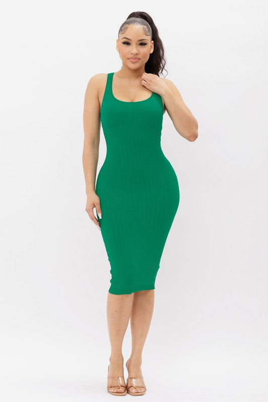 RIBBED TANK BODYCON MIDI TANK DRESS