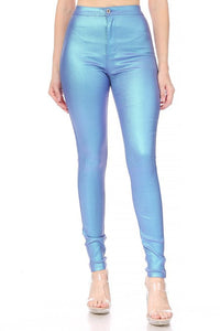 BORN TO SHINE HIGH WAIST STRETCHY METALLIC SKINNY PANTS