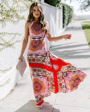 Load image into Gallery viewer, REINA PRINTED HALTER MAXI DRESS