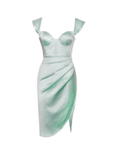 Load image into Gallery viewer, HEDY MINT SATIN CORSET DRESS