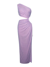 Load image into Gallery viewer, TINSLEY PURPLE HIGH SLIT CUTOUT CRYSTAL EMBELLISHED DRESS