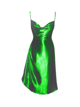 Load image into Gallery viewer, MONTEGO GREEN SATIN SIDE SLIT DRESS