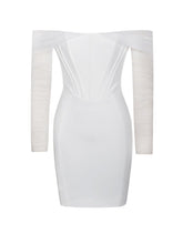 Load image into Gallery viewer, ZOFIA WHITE OFF SHOULDER MESH CORSET DRESS