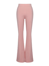 Load image into Gallery viewer, TAYA SALMON PINK CREPE FLARED TROUSERS