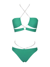 Load image into Gallery viewer, DANICA GREEN CRYSTAL STRING LACE UP BIKINI