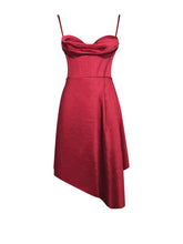 Load image into Gallery viewer, BRIGID RED SATIN CORSET DRESS