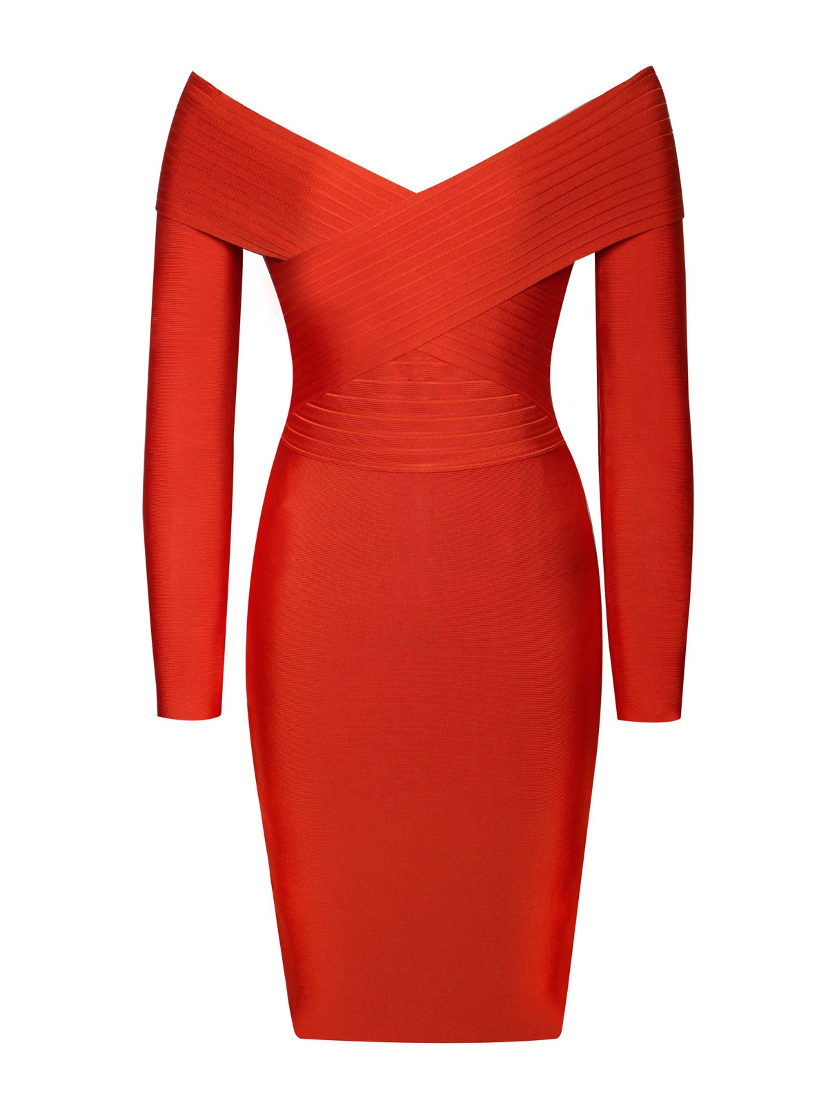 orange off the shoulder bandage dress Clothing : Bandage Dresses : 'Marianna' Orange Off Shoulder Bandage Dress