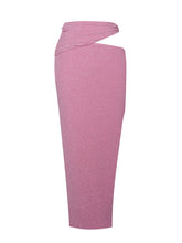Load image into Gallery viewer, TOIRA SALMON PINK METALLIC CUTOUT JERSEY SKIRT