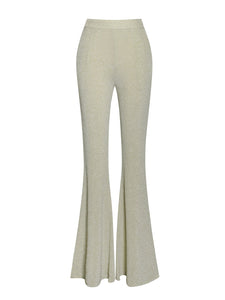 XIARA PALE YELLOW GLITTER FLARE TROUSERS
