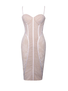 MARLEY WHITE LACE MESH MIDI DRESS