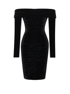 ASHTON OFF SHOULDER VELVET DRESS
