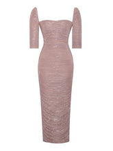 Load image into Gallery viewer, SORRELL ROSE GOLD RUCHED CHIFFON LONG MAXI DRESS