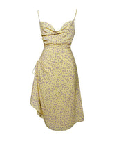 Load image into Gallery viewer, UDELE YELLOW SIDE SLIT FLORAL DRESS