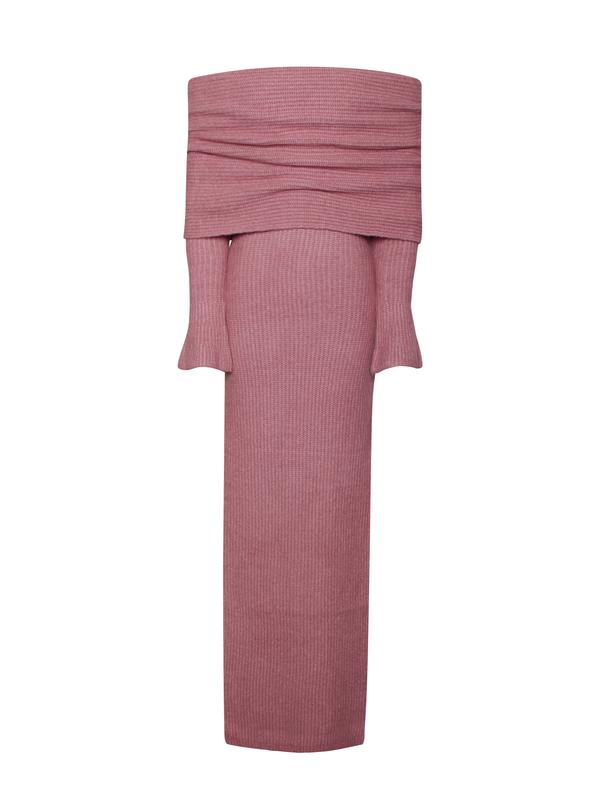 ESTHER DUSTY PINK OFF SHOULDER LONG SWEATER DRESS Arelia's Dream ESTHER DUSTY PINK OFF SHOULDER LONG SWEATER DRESS Arelia's Dream