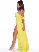 Load image into Gallery viewer, YELLOW PARADISE HIGH SLIT CHIFFON MAXI DRESS