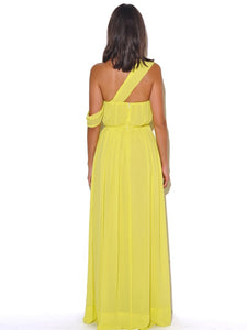 YELLOW PARADISE HIGH SLIT CHIFFON MAXI DRESS