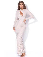 Load image into Gallery viewer, PAYSON PINK LONG SLEEVE METALLIC JERSEY CUTOUT DRESS