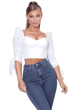 Load image into Gallery viewer, JAYLENE WHITE STRETCH COTTON CORSET TOP