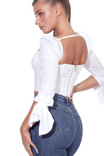 Load image into Gallery viewer, JAYLENE WHITE STRETCH COTTON CORSET TOP