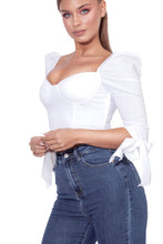 Load image into Gallery viewer, JAYLENE WHITE STRETCH COTTON CORSET TOP