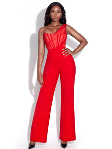 MALIKA ONE SHOULDER CORSET JUMPSUIT