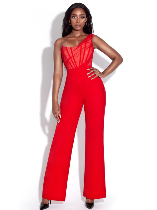 MALIKA ONE SHOULDER CORSET JUMPSUIT