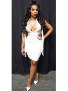 BIANCA FRINGE SLEEVE BANDAGE DRESS