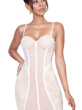 Load image into Gallery viewer, MARLEY WHITE LACE MESH MIDI DRESS