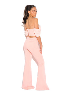 TIA SALMON PINK OFF SHOULDER CORSET TOP