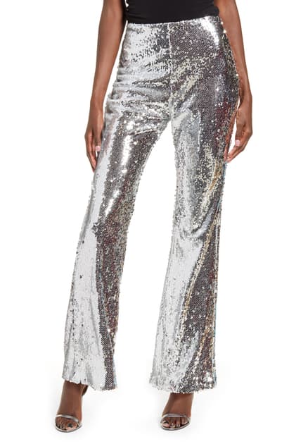 Sequin Pants  Silver Pants  WideLeg Pants  HighRise Pants  Lulus