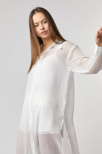 CHIFFON BUTTON DOWN MAXI SHIRT AND SHORT SET