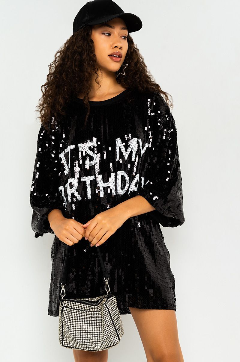 ITS MY BIRTHDAY SEQUIN TSHIRT DRESS - RESTOKED Arelia's Dream ITS MY BIRTHDAY SEQUIN TSHIRT DRESS - RESTOKED Arelia's Dream