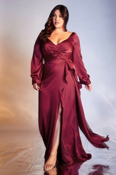 BLOUSON SATIN WRAP MAXI DRESS