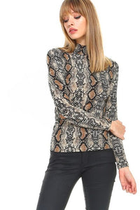 SNAKESKIN PRINT TURTLENECK