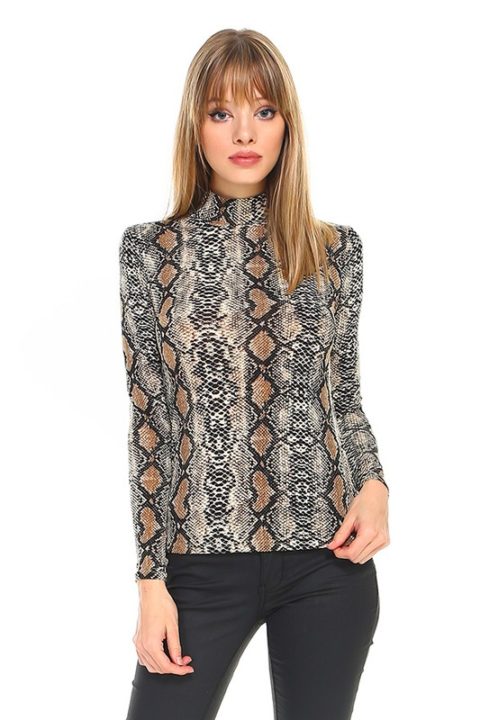 SNAKESKIN PRINT TURTLENECK