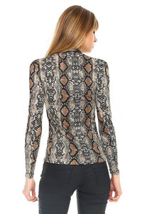SNAKESKIN PRINT TURTLENECK