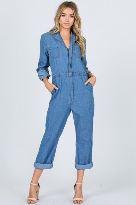 DENIM UTILITY JUMPSUIT