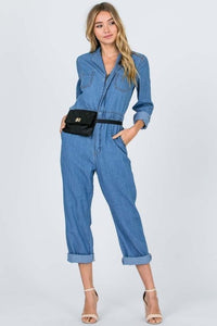 DENIM UTILITY JUMPSUIT