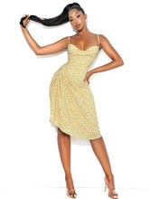 Load image into Gallery viewer, UDELE YELLOW SIDE SLIT FLORAL DRESS