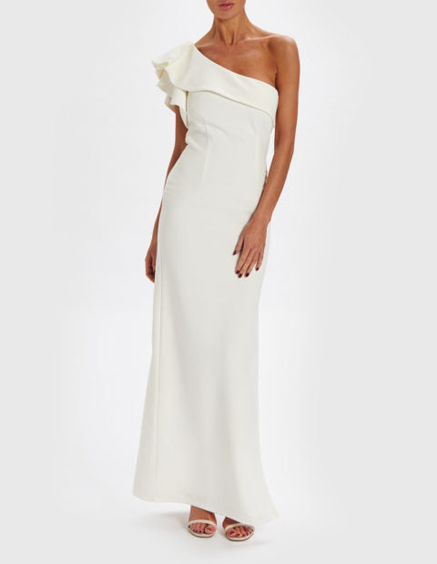 DEE ONE SHOULDER RUFFLE MAXI DRESS