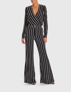 CORINE STRIPED FLARED TROUSERS
