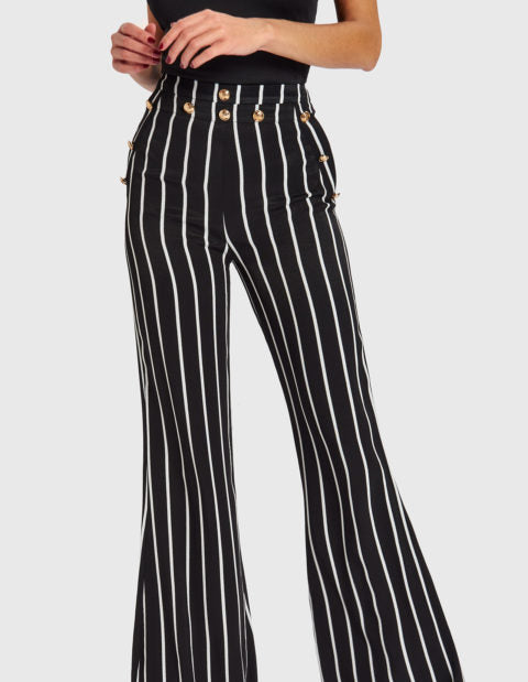CORINE STRIPED FLARED TROUSERS