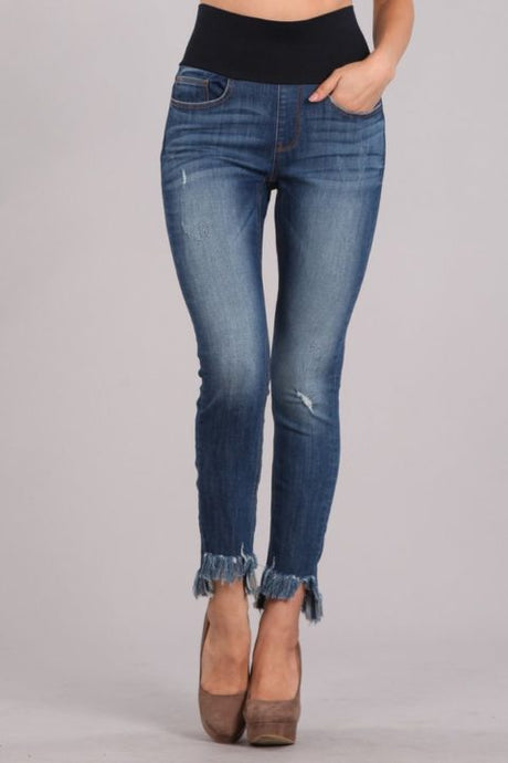 M RENA FRAYED HEM CROPPED JEANS
