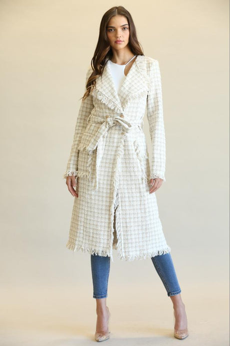 PLAID PATTERN TWEED COAT