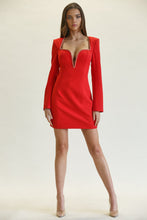 Load image into Gallery viewer, RED MINI DRESS WITH CHAIN TRIM