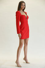 Load image into Gallery viewer, RED MINI DRESS WITH CHAIN TRIM