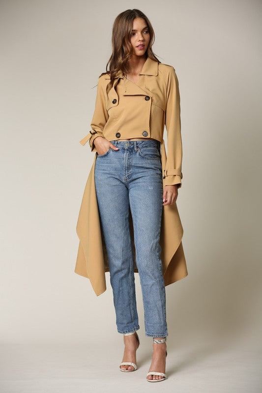 HI-LO CROPPED TRENCH COAT