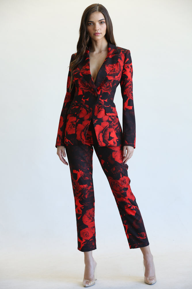 RED FLORAL PANT SUIT RED FLORAL PANT SUIT