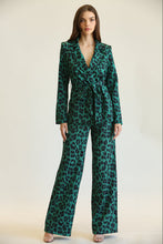 Load image into Gallery viewer, GREEN LEOPARD PRINT BELTED PANT SUIT