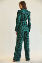 Load image into Gallery viewer, GREEN LEOPARD PRINT BELTED PANT SUIT